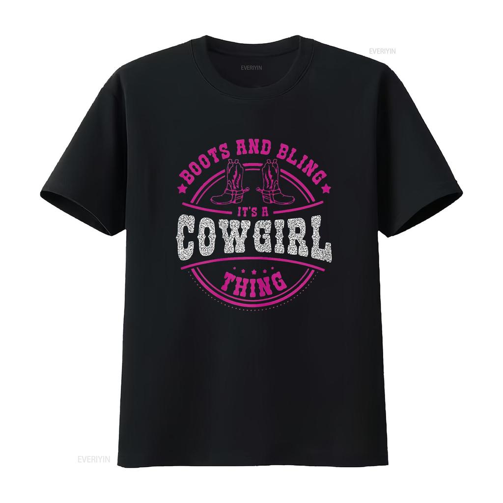 Womens boots bling it s a cowgirl thing Western Unique T Shirt for Women Soft and Breathable Casual vintage Washed streetwear