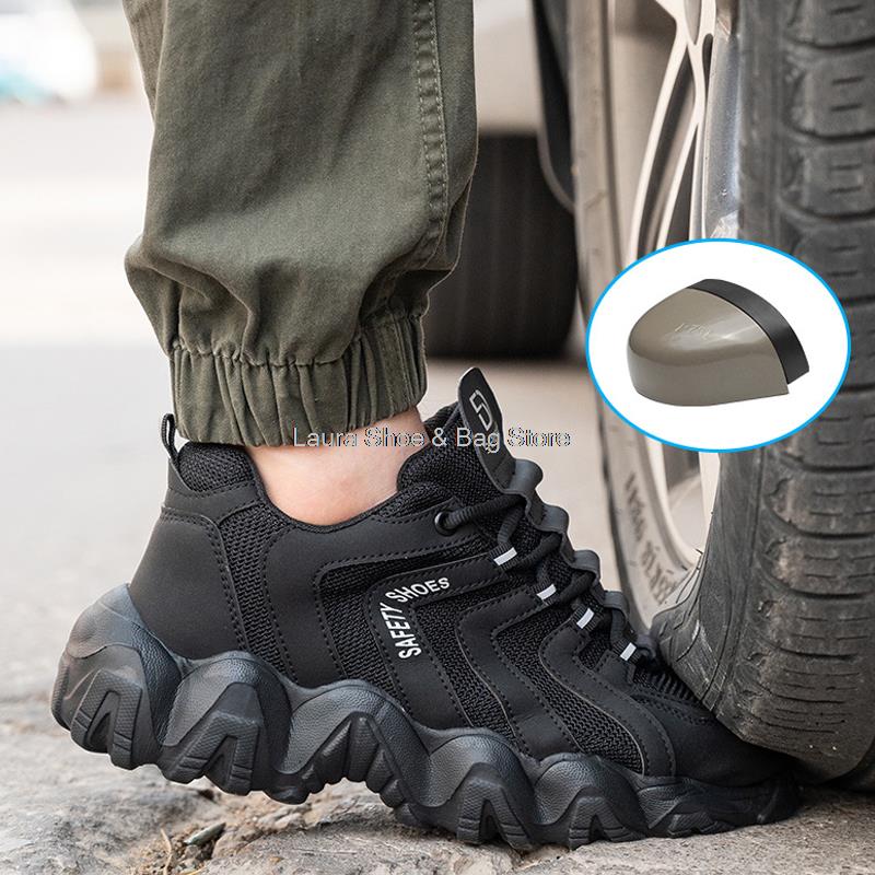 Fashion Platform Safety Shoes Men Women Steel Toe Sneaker Puncture Proof Work Safety Boots Man Construction Work Shoes Breathable 35-48