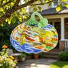Fall Season Decoration Mini Hand Blown Glass Pumpkin Ornament, Collectible Thanksgiving Halloween Transparent Figurine Faux Crystal Hanging for Fall,