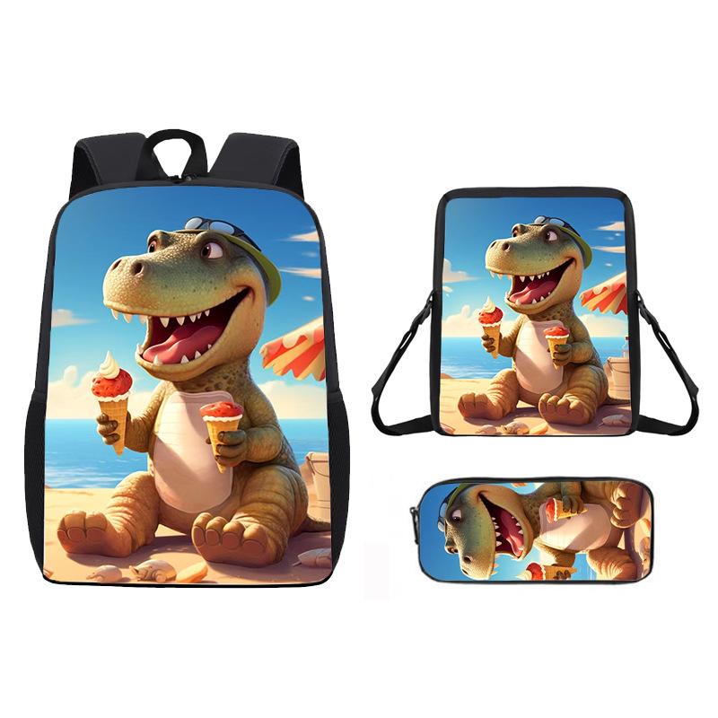 Dinosaur Animal Print Children School Backpack With Durable Oxford Material