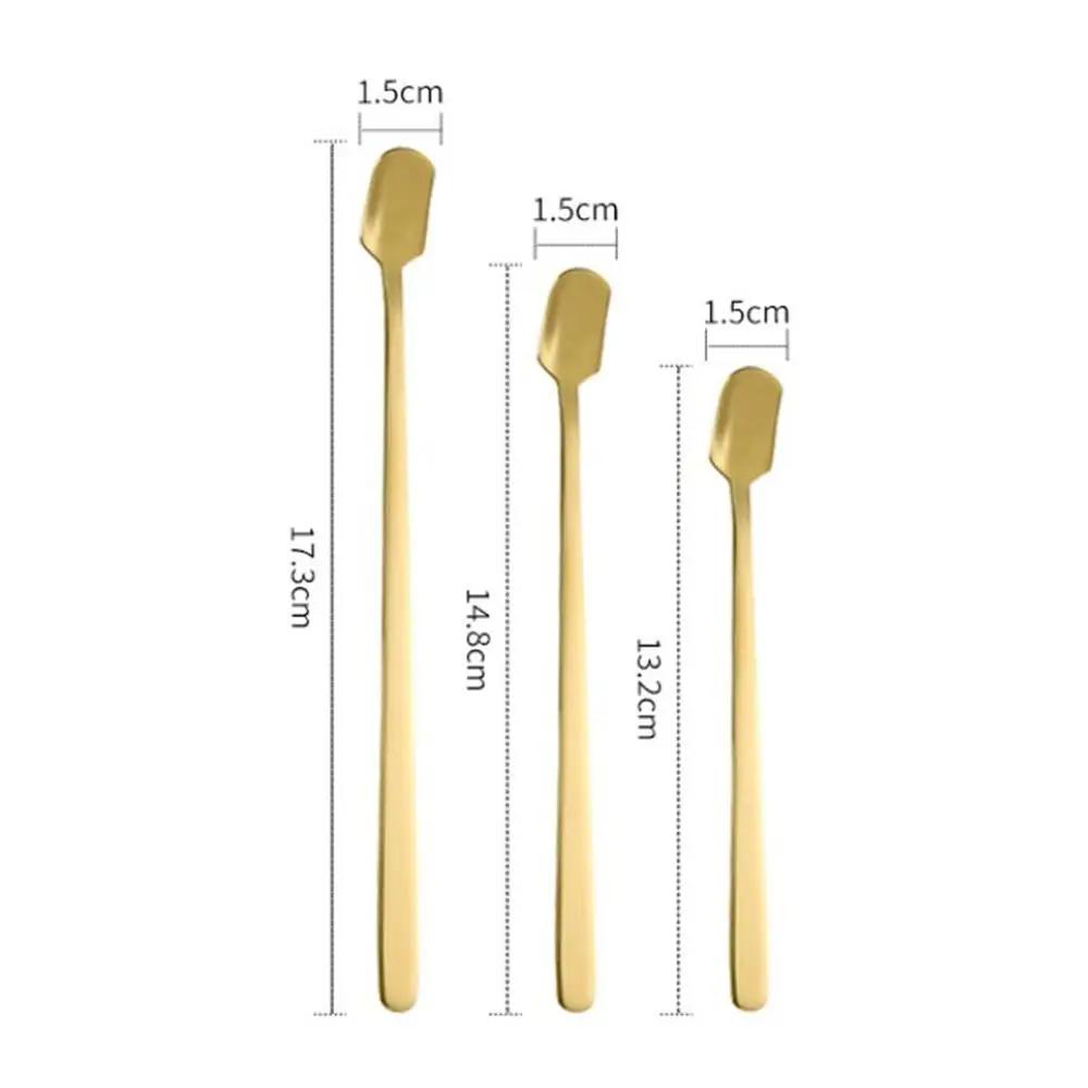 New 304 Stainless Steel Coffee Mixing Spoon Thickened Long Handle Mixing Stirring Spoon Reusable Gold Cutlery