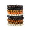 Vintage Mixed Color Wooden Bead Bracelet Set, Multi-Layer Stackable Beaded Bracelets, Boho Minimalist Hand Jewelry