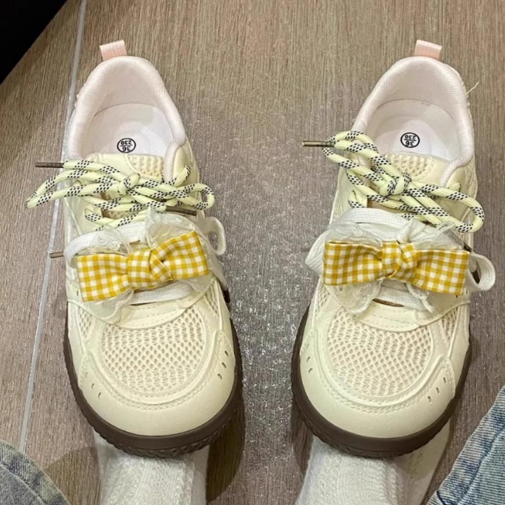 2025 spring new little white shoes mesh breathable sports and leisure board shoes fashion versatile non-slip German training women's shoes