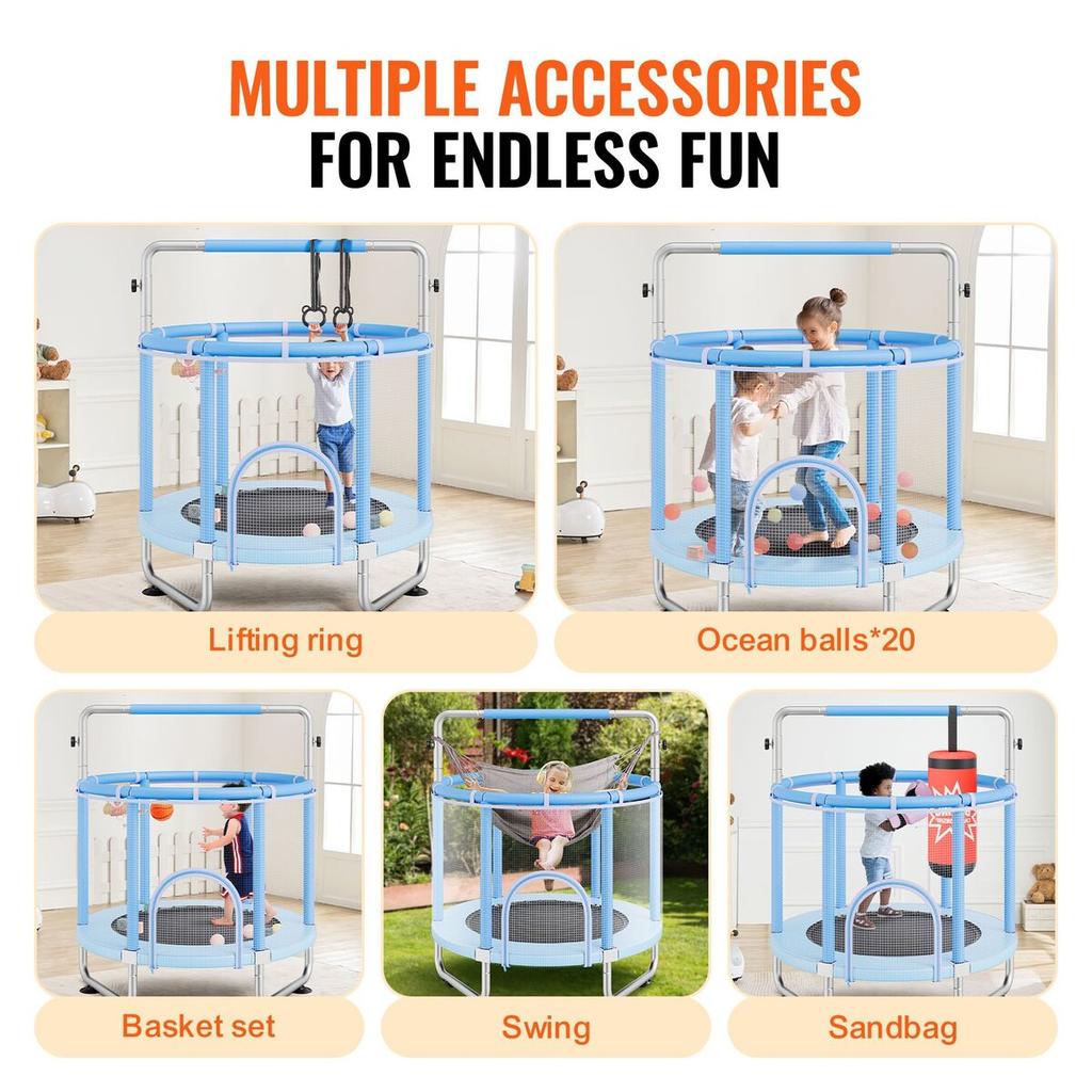 55" Trampolin für Kinder Mini Kleinkind-Trampolin mit Netz Indoor Outdoor