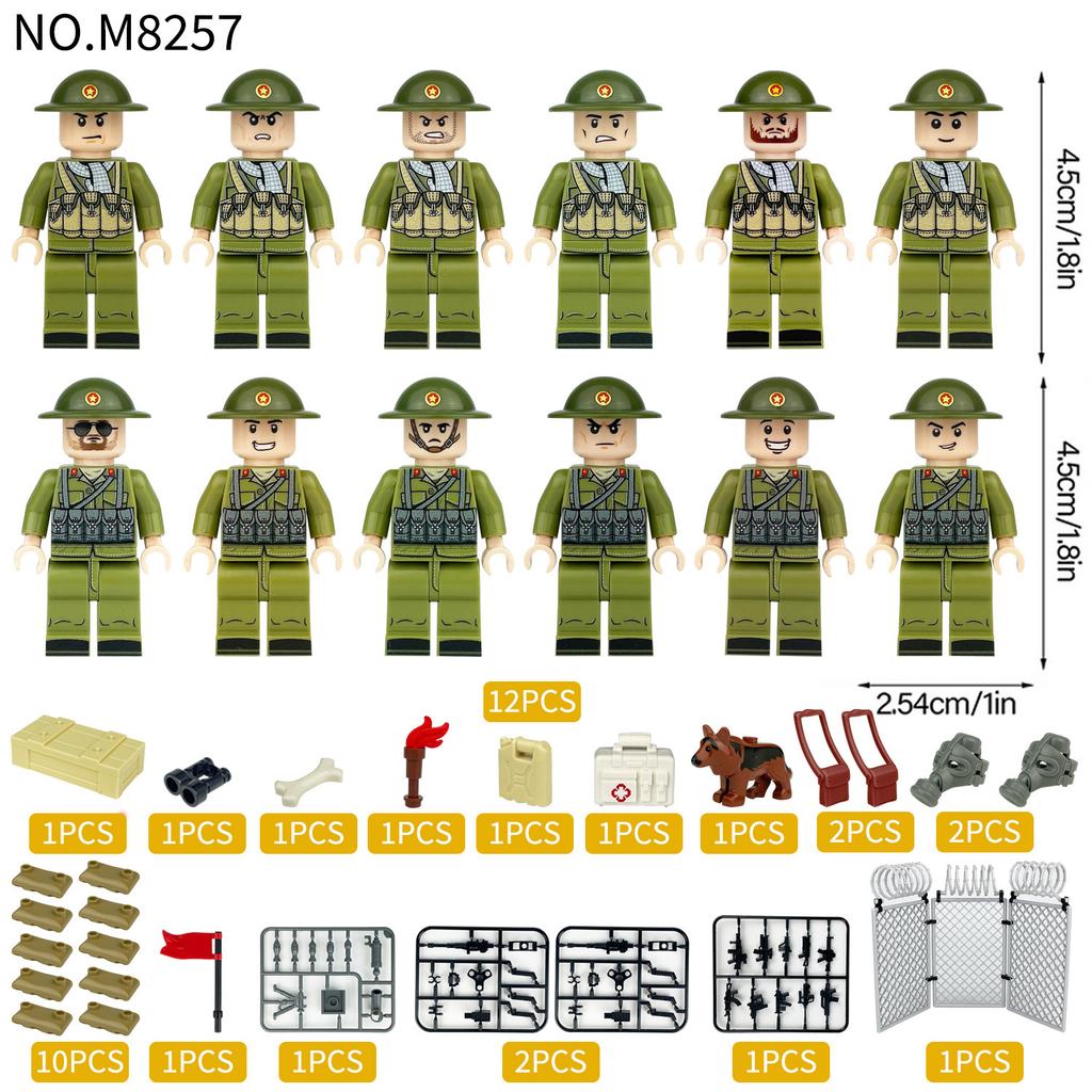 Battle Of Khe Shan M8257 Vietnamese Army Minifigures Children Assemble Small Particles Building Block Toy Accessories Dog Chess