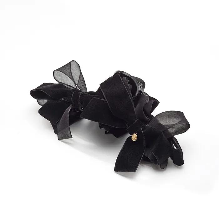 Velvet Double Ribbon Hair Clip