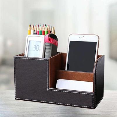 Desktop Storage Box Multifunctional Pen Holder Creative Organizer Box for Office Home ( Black )