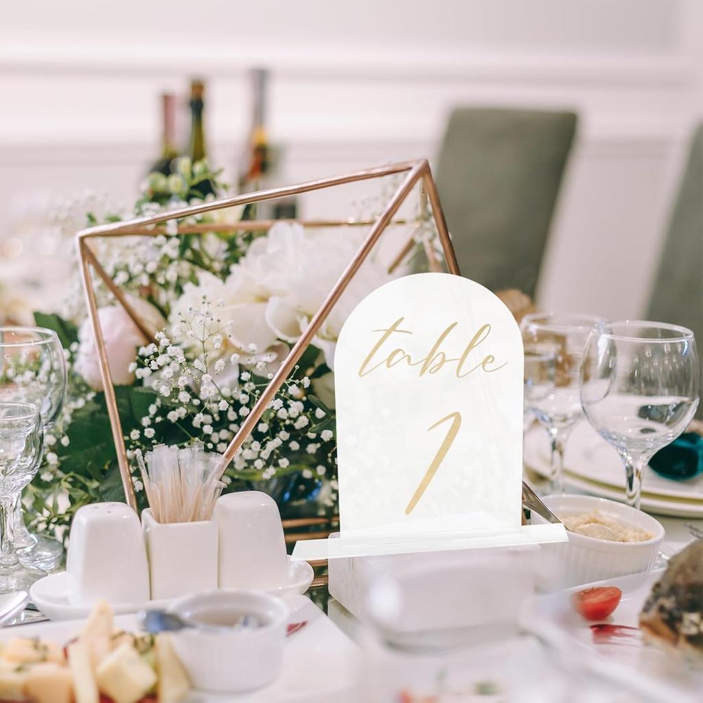 PATIKIL Wedding Table Numbers 1-10, 6"x4" Acrylic Display Signs and Holders for Weddings Receptions with Stands Parties Events Centerpiece, Frosted