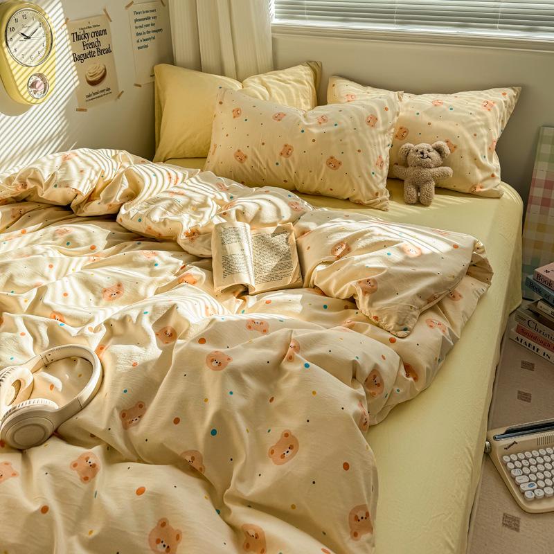 Pure Cotton Bedding Set Four-piece Set Skin-friendly Breathable and Comfortable Bed Sheet Quilt Cover Pillowcase