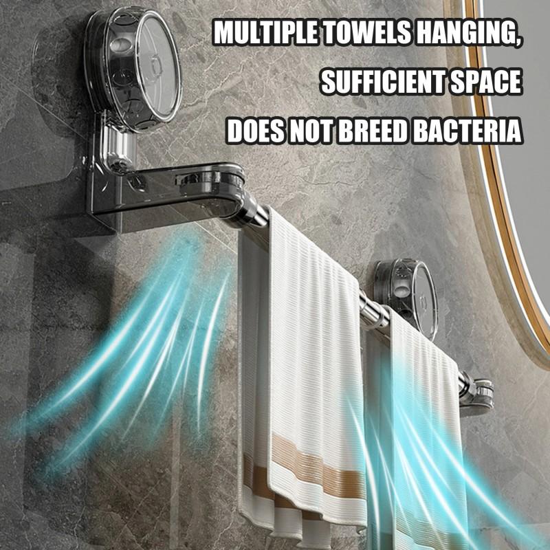 Suction Cup Towel Bar Holder Without Drilling Hole Tower Rack Hanger Shelf Storage Bathroom Towel Rod Bath Kitchen Towel Rail