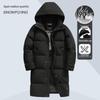 Men's Long Warm Down Jacket with Detachable Hood