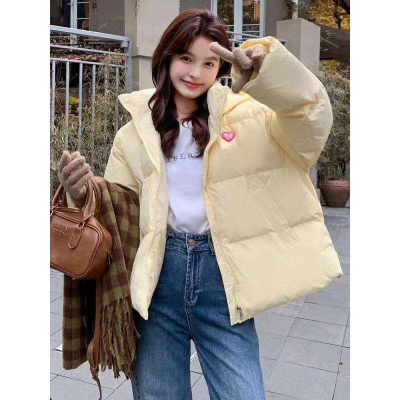 Yellow short down cotton clothes women's winter new small hooded bread clothes thickened warm cotton clothes jacket
