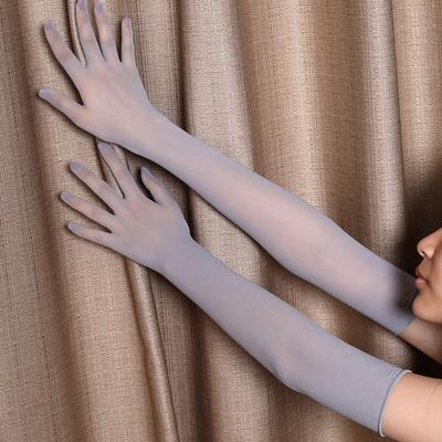Dámské Sexy Krajkové Tenké Průhledné Vysoce Elastické Dlouhé Rukavice Klubové Cosplay Pánské Jednobarevné Bezešvé Těsné Punčochové Rukavice Ochrana proti Slunci