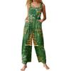 Womens Casual Overalls Jumpsuits Adjustable Straps Sleeveless Print Comfy Rompers With Pocket