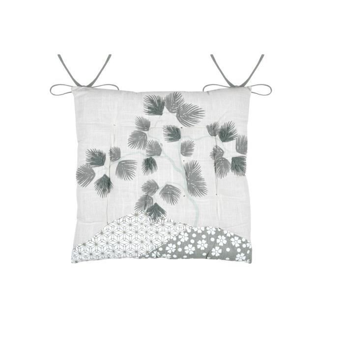 Assise de chaise - Yuki - Jade - 38 x 38 cm - 100% Coton - Matelassée