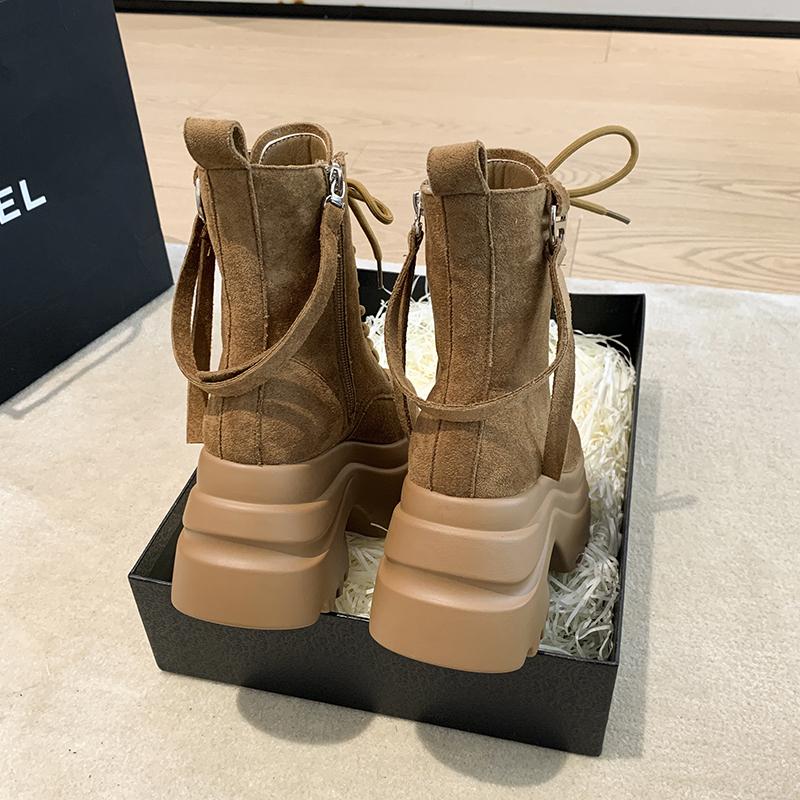 Fashion Ankle Boots For Women New 2025 Winter Motorcycle Boots 8.5CM Wedge Heels High Platform Shoes Woman Autumn Thick Sole Punk Boots