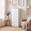 6 Drawer Dresser Tall Chest Of Drawers For Bedroom With Anti Tip 40x40x110 Cm White