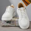 Men's Slip-On Sports Shoes Soft Bottom Casual All-Match Side Zipper Fashionable White Sneakers Spring Season Ultra-Leather