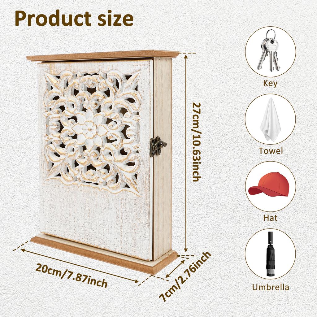 Türrahmen Wandmontierte Schlüsselkastenbox Holz Schlüsselhalter Aufbewahrungsregal Vielseitiger Schlüsselhalter Platzsparender Schlüsselkasten Schlüsselregal für Zuhause