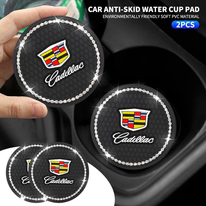 1/2pcs Car Styling Diamond Car Coaster Water Cup Anti-slip Pad Mat For Cadillac Escalade CTS ATS SRX STS XT5 XT4 XT6 XTS CT4