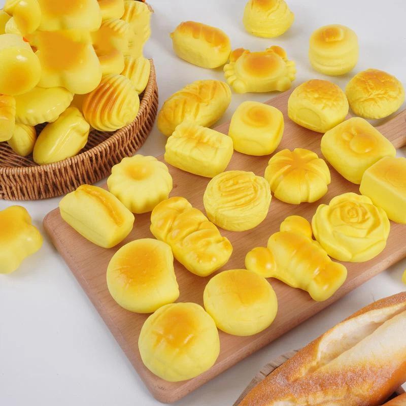 Stretch Squeezing Simulation Bread Squeeze Toy Fake Food Model Simulated Food Breakfast Squeeze Sensory Toys Toast Cake Elastic