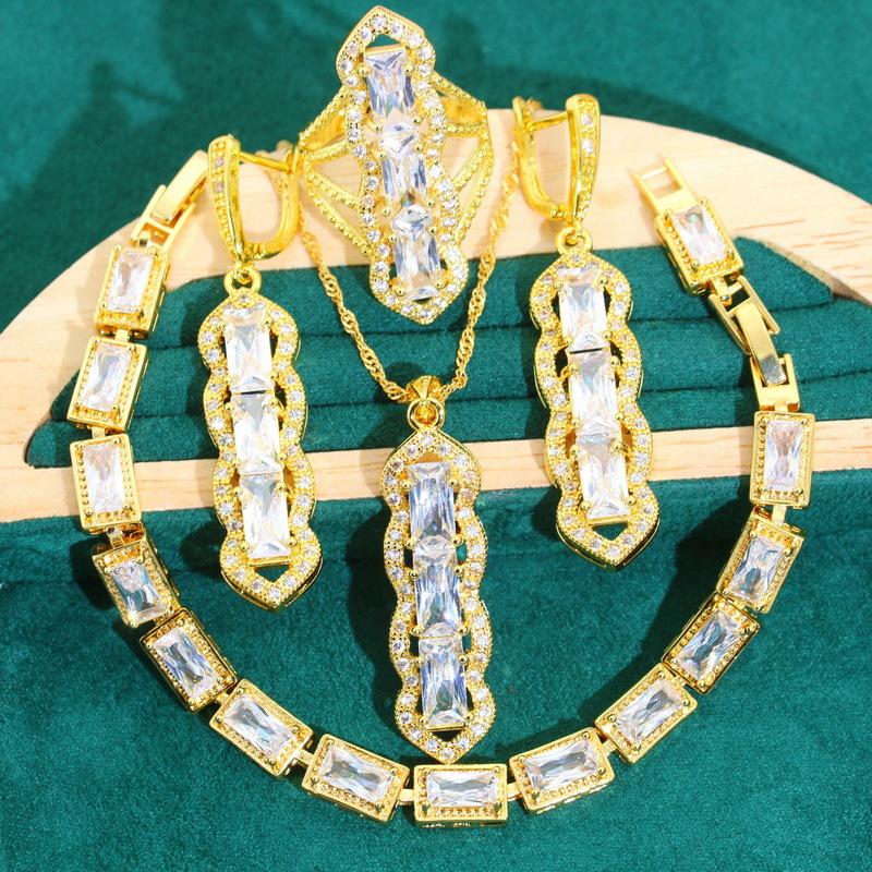 Evropský a N Šperky Senior Design Zirkonový Náramek Náhrdelník Náušnice Šperkový Set