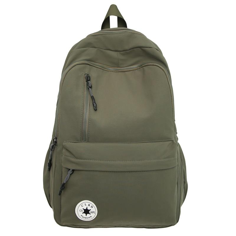 Middle School Student Schoolbag Women's Large Capacity Backpack Men Solid Color Nylon Backpack