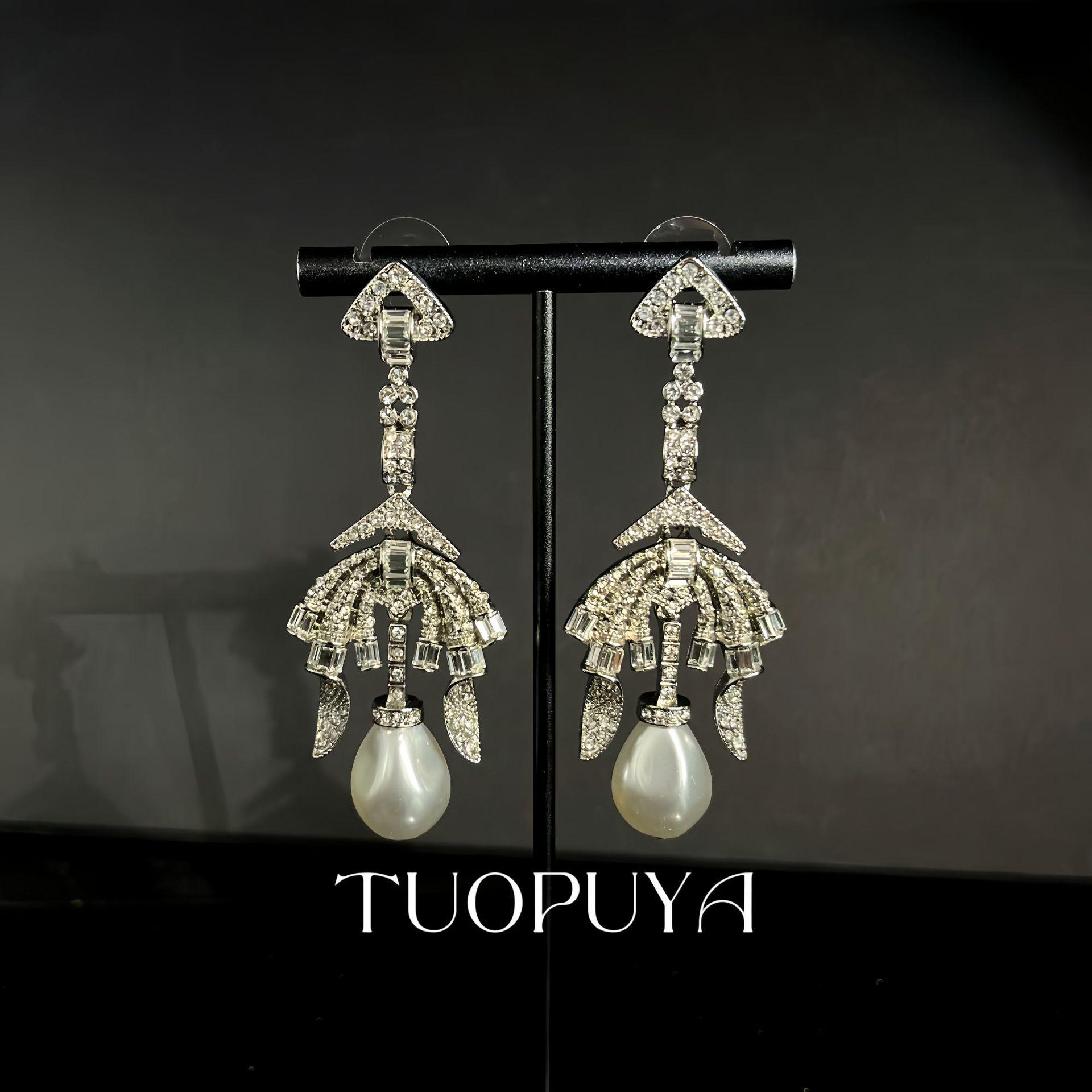Elegant Pearl and Diamond Water Drop Earrings for Women