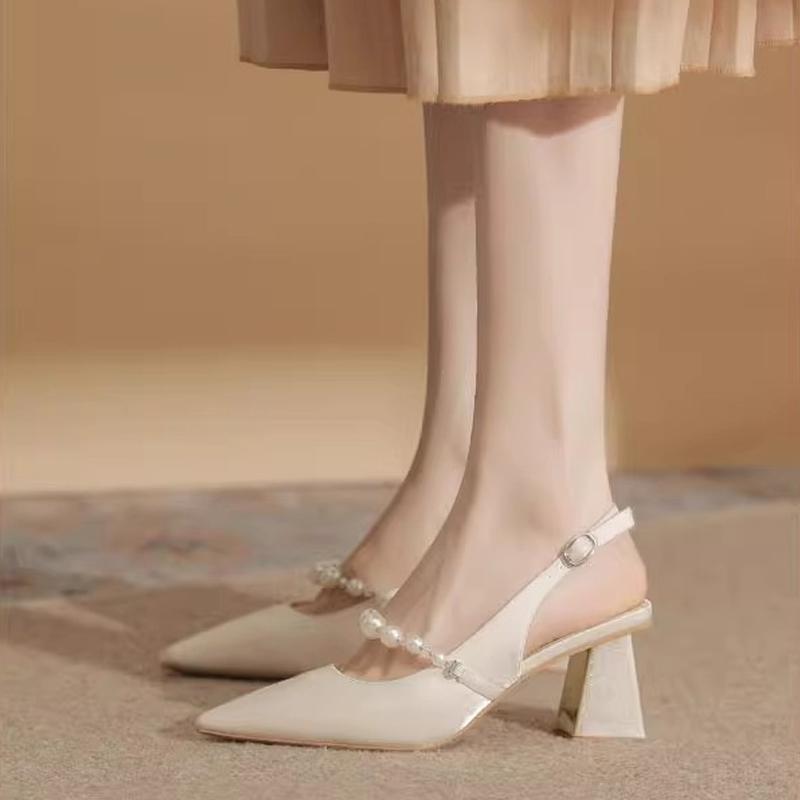 Summer Shoes Pointed High Heeled Sandals for Women's Back Air Half Toe Single Shoes Women Shoes Elegant Sandals Women Pumps