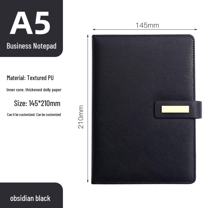 A5 Custom Logo Business Notebook | Soft Leather, Thickened, Buckle Diary with Gift Box