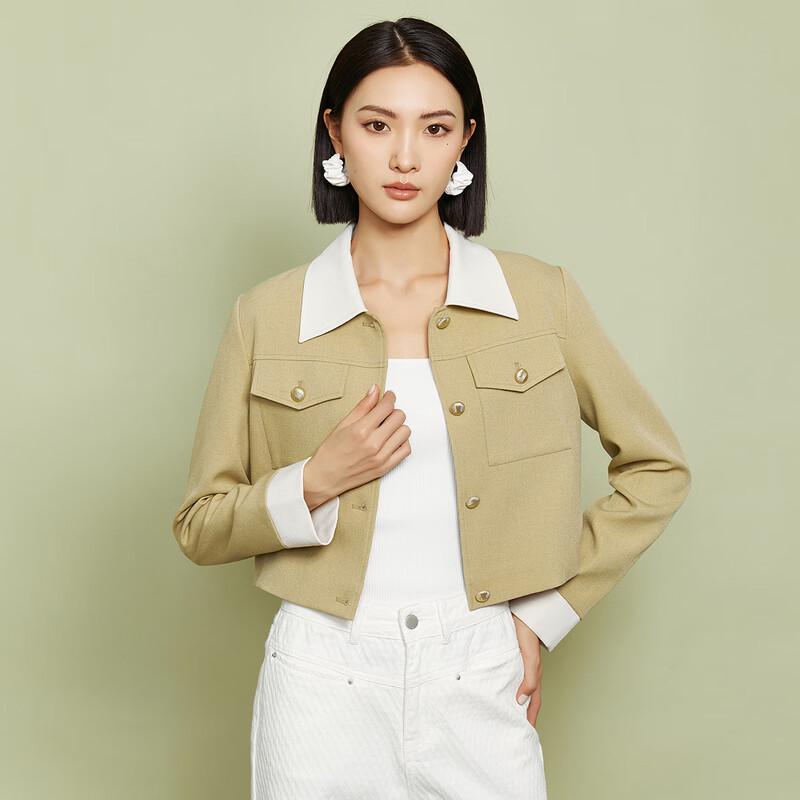 Tatu Women's Color Block Patchwork Cropped Jacket