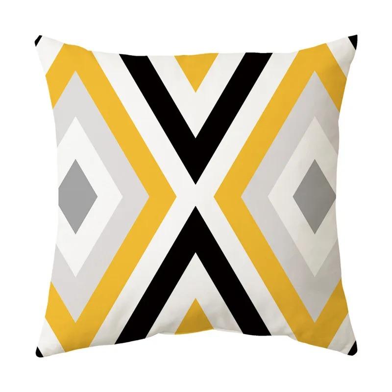 Yellow Warm Irregular Geometric Model Pattern Pillowcase Living Room Sofa Cushion Office Car Seat Pillowcase Home Decoration