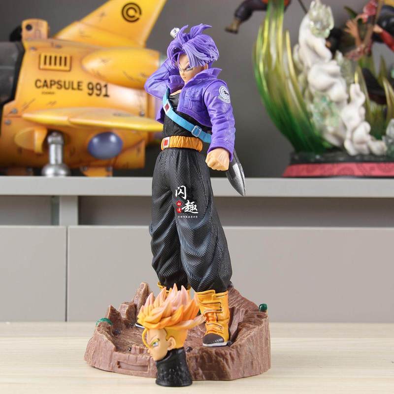 23cm Anime Dragon Ball Z Trunks with Two Heads Action Figure Toys DBZ Super Saiyan Figuras GK Statue Model Ornament Gift for Kid