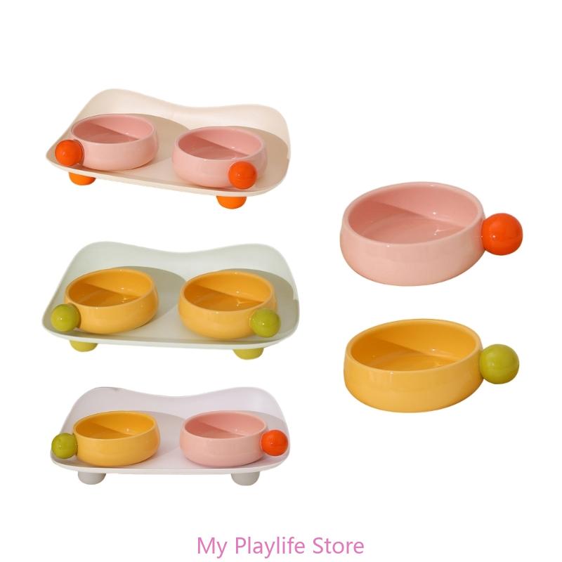 Pet Food Feeder and Waterer Detachable Cat Anti-overturning Bowl Anti-Leak Tableware Raised Bowl Accesoories