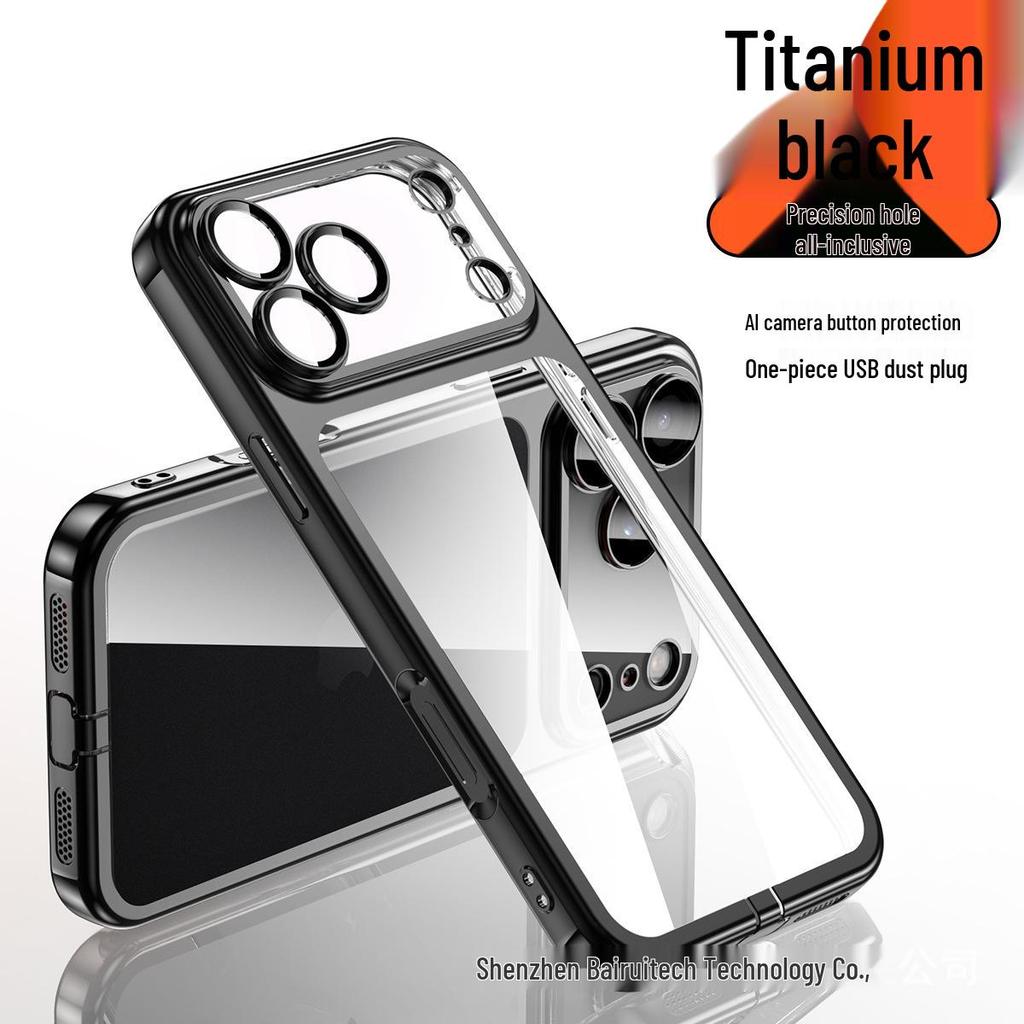 Carcasă Transparentă din TPU Galvanizat cu Folie pentru Cameră și Dop de Praf pentru iPhone 17 Pro Max