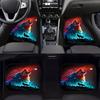 4 Peças Tapete com Estampa de Lobo Colorido Tapetes de Chão para Carro para Auto Van Caminhão SUV - Conjunto Completo Dianteiro e Traseiro Ajuste Universal Proteção Decoração do Interior do Carro