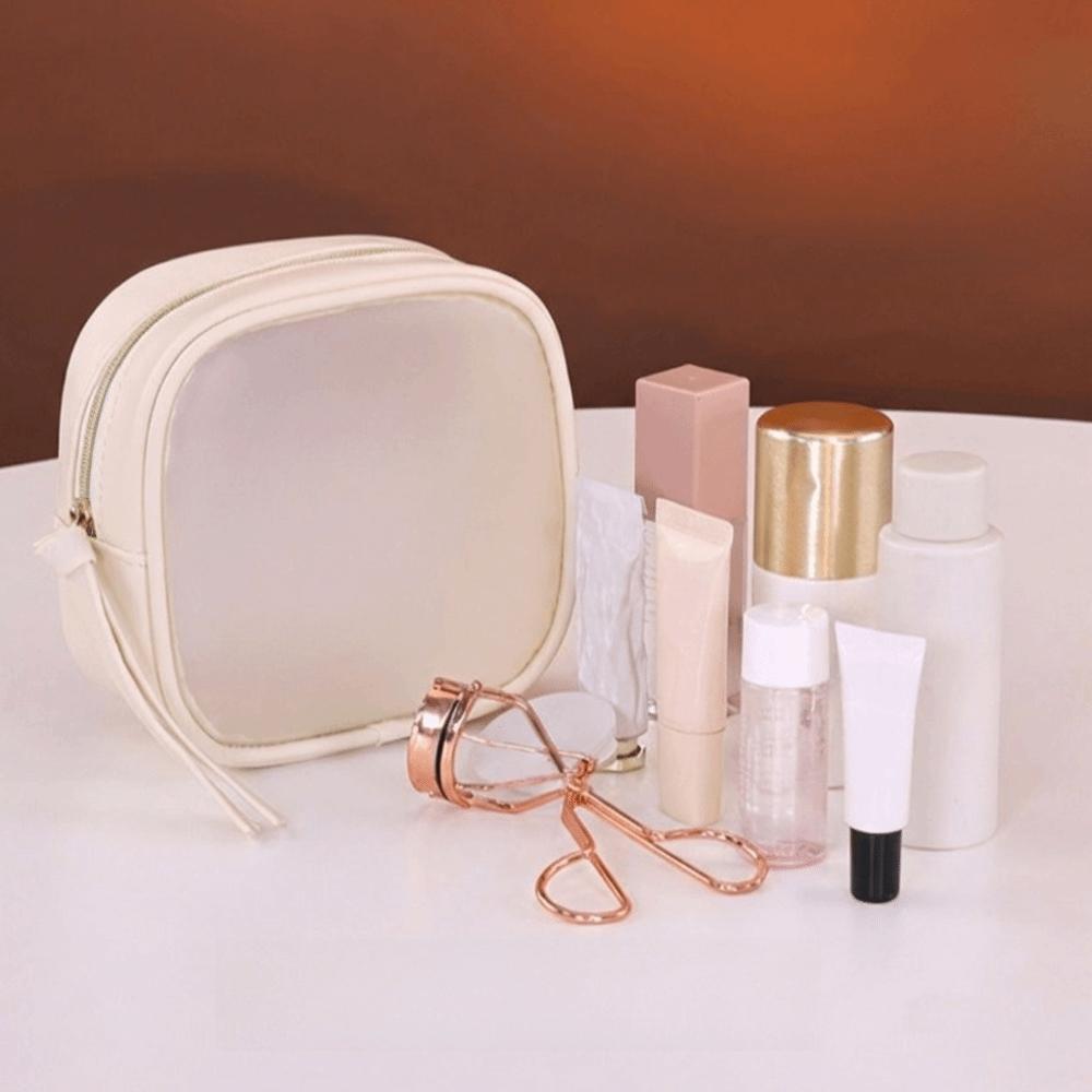 Zipper Makeup Storage Bag PU Toiletry Organizer Simple Transparent Cosmetic Bag  Ladies