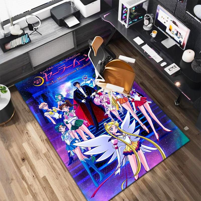 Cute Cartoon Theme Sailor Moon Tsukino Usagi Cartoon Rug Multifunctional Household Anti-slip Decorative Door Mat, Outdoor Floor Mat, and Carpet Y7