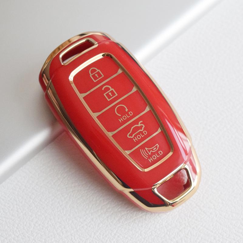 For Hyundai Palisade Limited Palisade Sel Elantra Sel Elantra Santa Fe Veloster 5 Bottons Tpu Car Key Case Cover