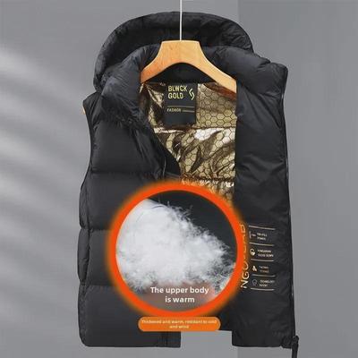 Men's Winter Down Vest: Trendy Black and Blonde Couple's Outerwear Jacket