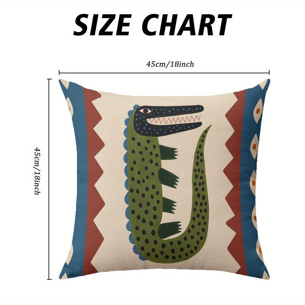 Boho Crocodile Folk Art square Jacquard Pillow Cover for Sofa Office Waist Cushion Cover Home Decorative Pillowcase
