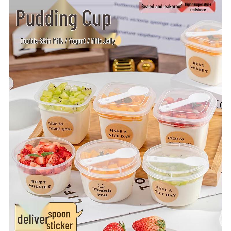 

Disposable Dessert & Pudding Cups with Lids and Spoons