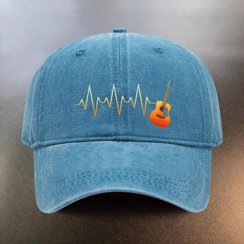 A Musical Heartbeat Washed Hat a Daily Sunprotection Baseball Cap for Outings a Musthave Fashion Accessory for Couples Fe
