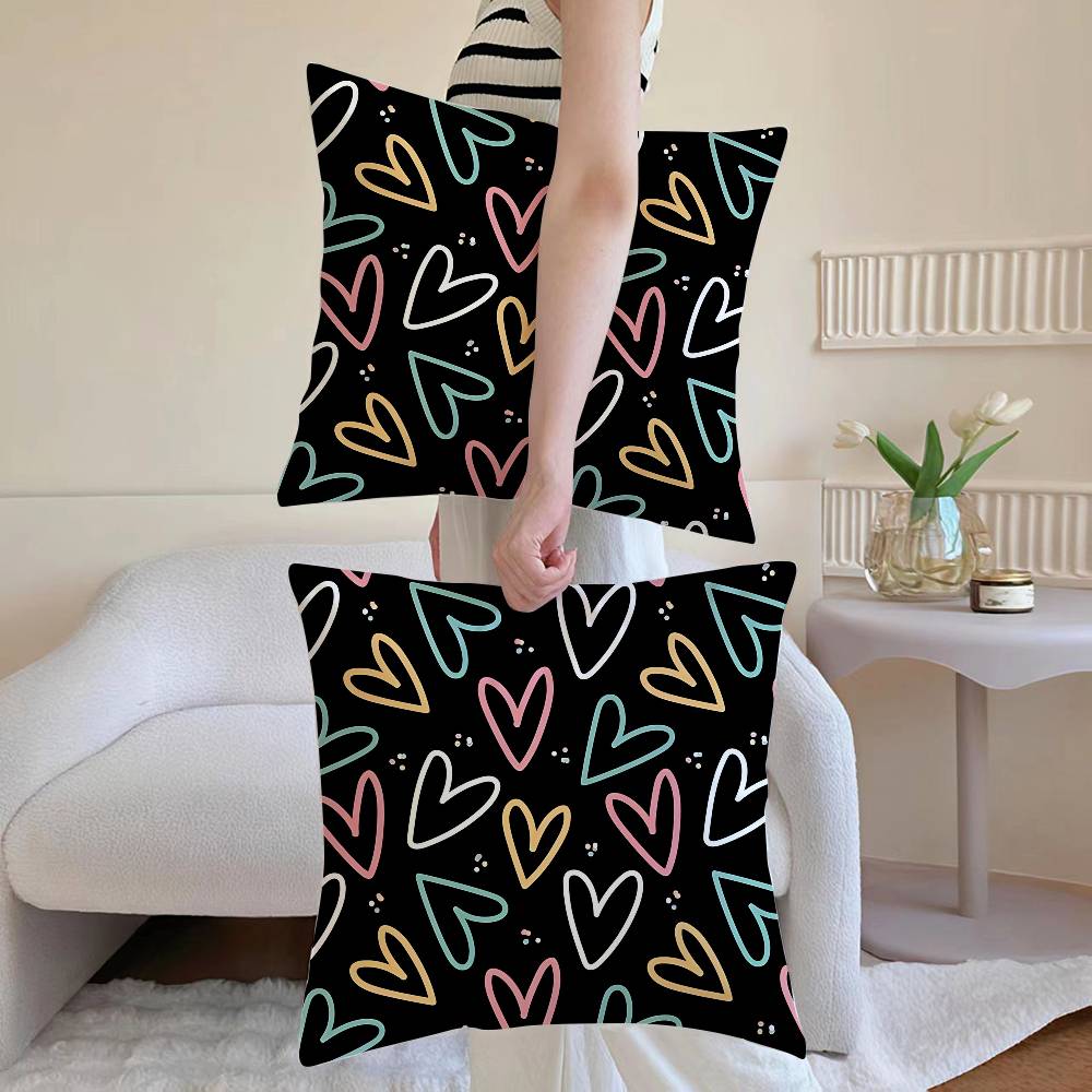 

Fashion Love Heart Pillow Case Sofa and Living Room Decorative Cushion Covers Dust-proof and Mite-proof Invisible Zipper 12x12Inch