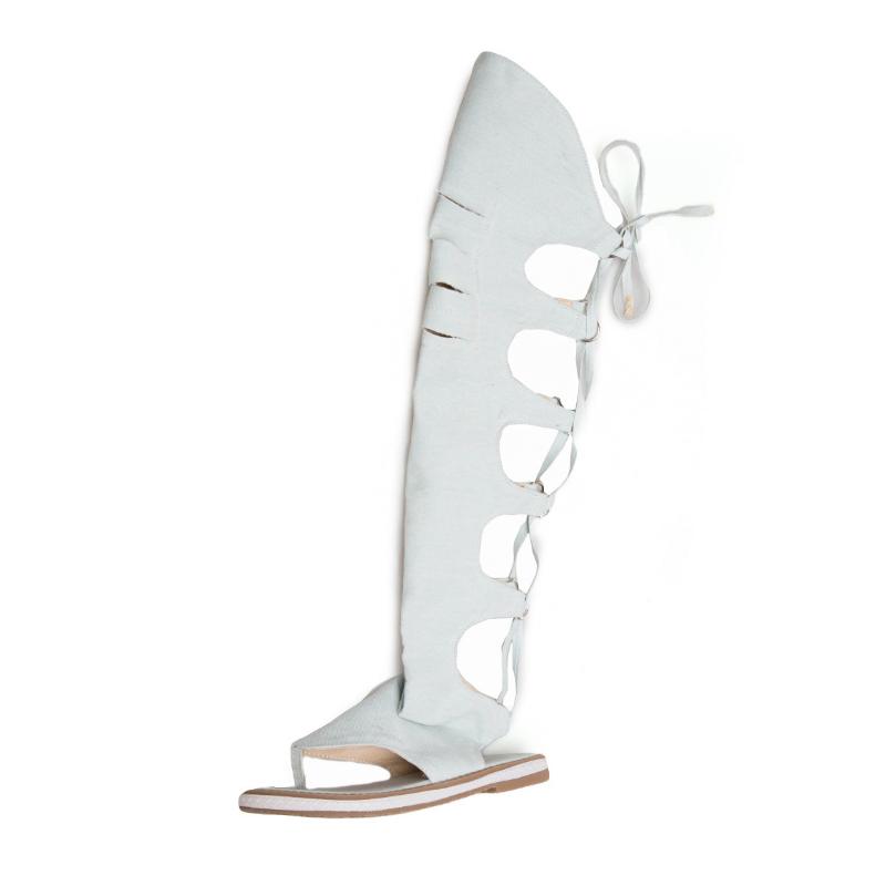 Over the Knee Boots Sandals Women's Summer Denim Sandals Custom Roman Gladiator High Top Ladies Long Boots Beach Sandals WSH3896