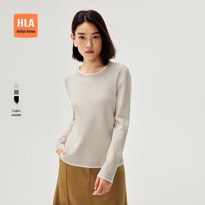 

HLA Women s Color-Block Round Neck Knit Sweater L