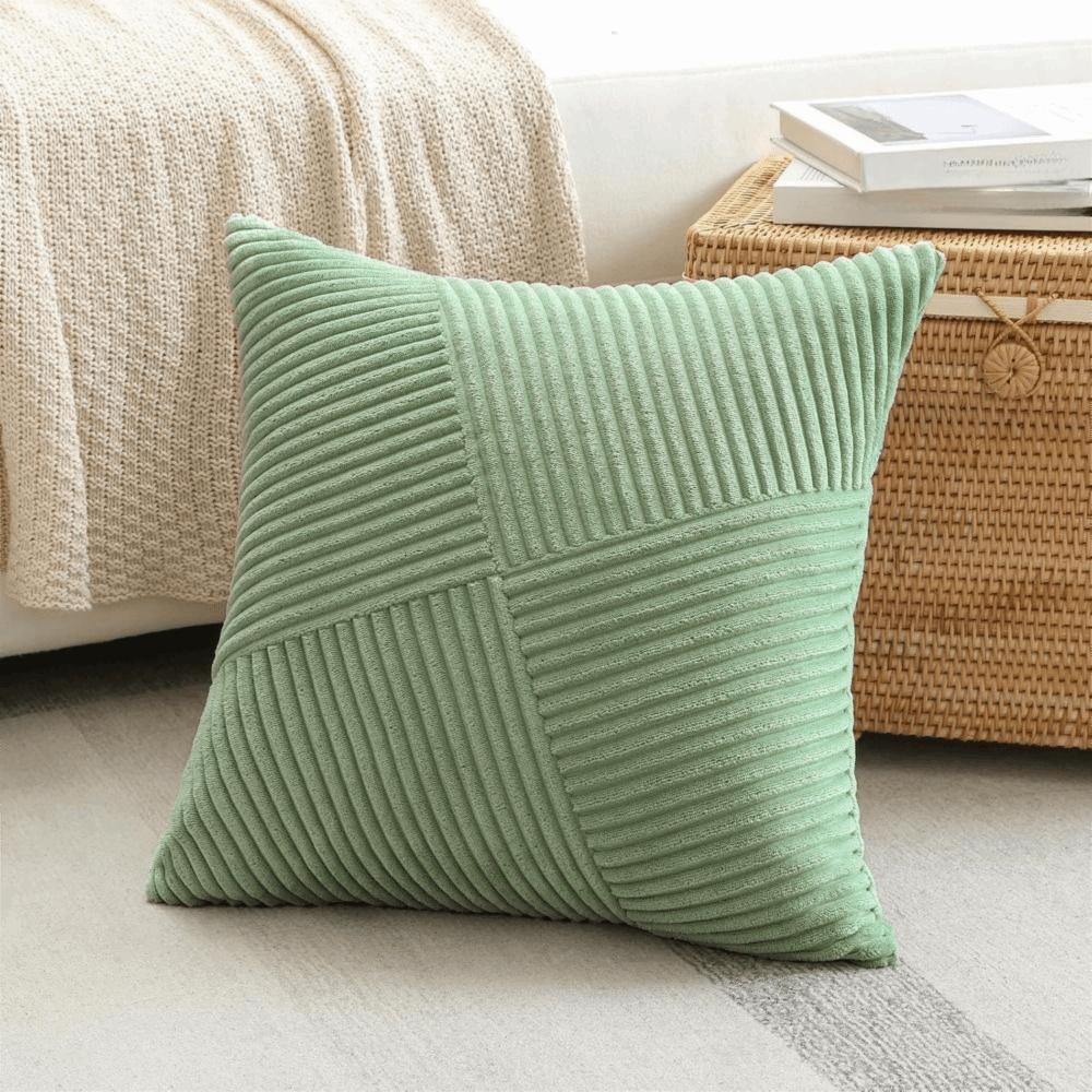 2 pieces Windmill Design Splicing Cross Throw Pillow Cover Solid Color Corduroy Patchwork Cushion Cover Skin-friendly