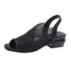 Coarse Heel Women's Sandals 20 Summer Foot-set Mesh Breathable Medium Heel Fish Mouth Sandals