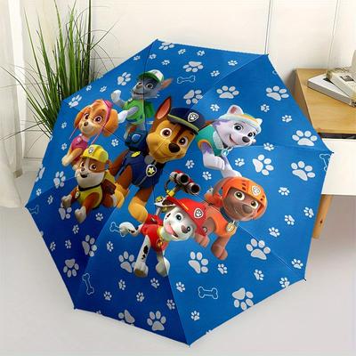 Paw Patrol Round Sticker Set Blue with Paw Prints Umbrella, Portable 3 Fold Compact Umbrella for Men & Women,S268