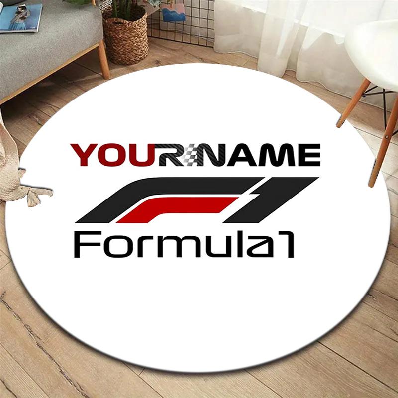F1 Gear Custom Name Round Area Rug Carpet Rug For Living Room Bedroom Sofa Playroom Decor Nonslip Floor Mat